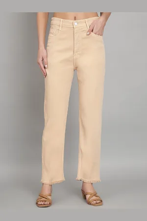 AngelFab Women Jean Straight Fit Coloured Shade Mid-Rise Clean Look Cotton Jeans