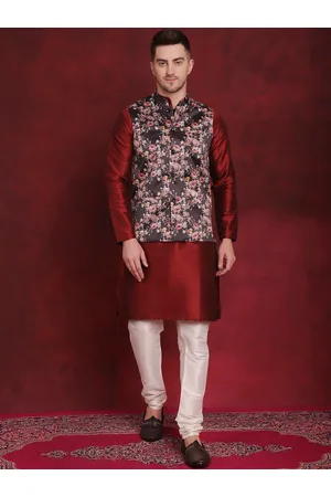 Jompers Woven Design Kurta With Pyjama & Nehru Jacket