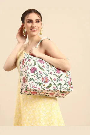 Sangria Floral Printed Oversized Shopper Tote Cotton Bag