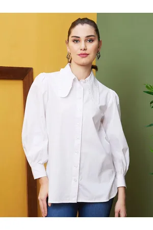 Globus White Cotton Shirt Style Top