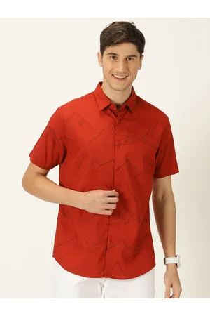 Moda Rapido Orange Classic Slim Fit Abstract Printed Cotton Casual Shirt