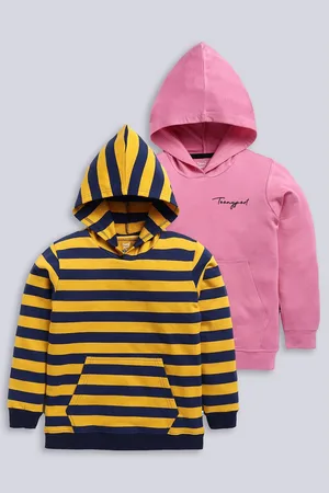 Toonyport Kids Pack of 2 Striped Hooded Pullover Sweatshirt