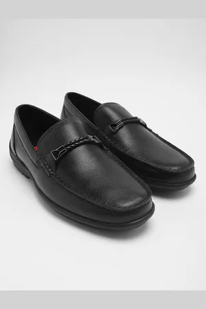 The Bear House Men Textured Leather Slip-On Horsebit Loafers