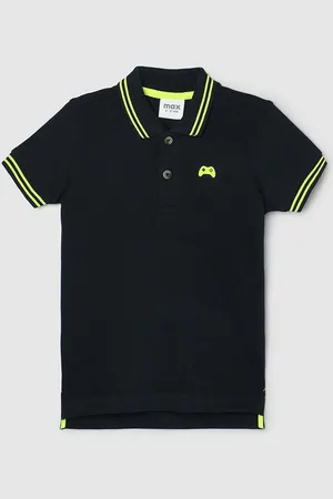 Max Collection Boys Round Neck Polo Collar Cotton Applique T-shirt