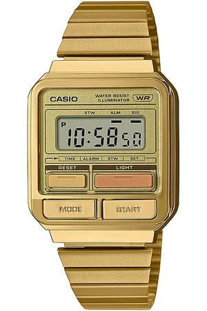 Casio Vintage A120WEG-9ADF Gold Digital Dial Gold Stainless Steel Band D322
