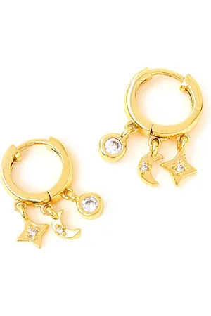 Accessorize London 14K Gold-plated Station Hoop Earrings