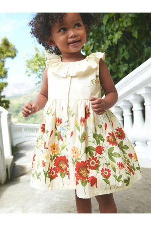 Stylecast Girls Round Neck Sleeveless Floral Printed Cotton A-Line Dress