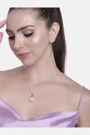 ESTELE Women Rose Gold-Plated CZ-Studded Jewellery Set
