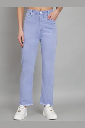 AngelFab Women Purple Jean Straight Fit High-Rise Cotton Jeans