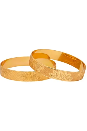 Shivansh Set Of 2 Gold-Plated Flower leaves Design Bangles