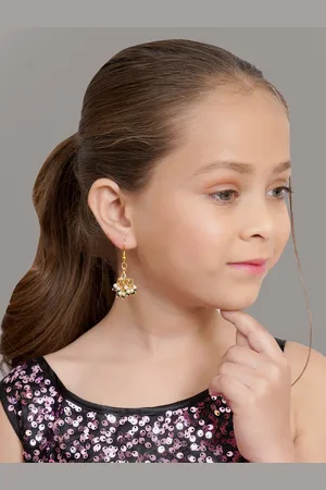 Ruby Raang Girls Gold Plated Drop Earrings
