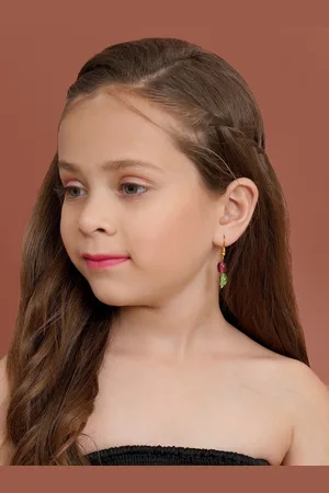 Ruby Raang Girls Gold Plated Drop Earrings