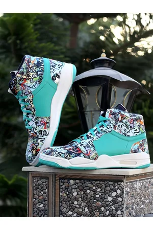 WOAKERS Men Printed Contrast Sole Mid-Top Lace-Ups Sneakers
