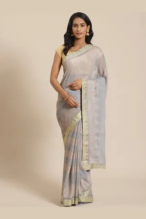 HRITIKA Geometric Printed Zari Brasso Saree