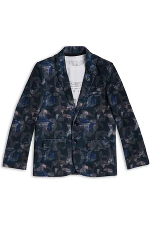 CAVIO Boys Printed Cotton Single-Breasted Blazer With T-Shirt