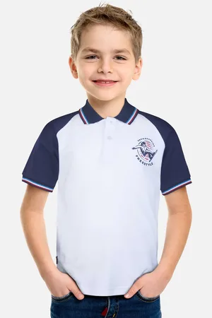 Gini and Jony Boys Colourblocked Polo Collar Cotton T-shirt