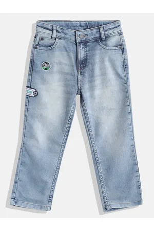 HERE&NOW Boys Mid-Rise Light Fade Stretchable Jeans with Applique Detail