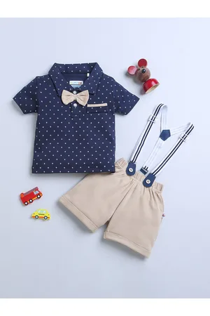 BUMZEE Boys Pure Cotton Clothing Set With Bow & Suspender