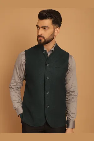 Even Mandarin Collar Pure Woollen Nehru Jacket