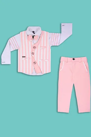 Wish Karo Boys Striped Shirt With Trousers & Waistcoat
