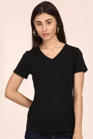 Color Capital V-Neck Short Sleeves Opaque Casual Top