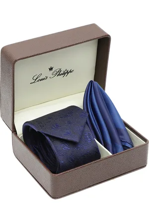 Louis Philippe Men Woven Design & Colourblocked Tie & Pocket Square Gift Set