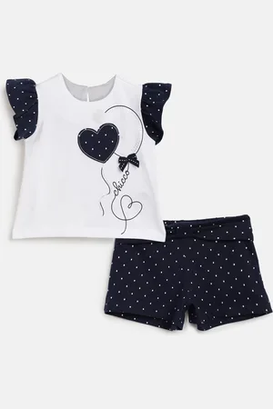 chicco Girls Typography Printed Pure Cotton Top With Shorts