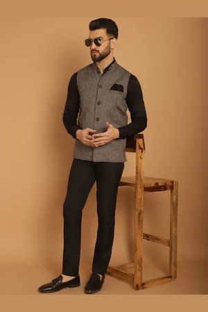 Even Mandarin Collar Sleeveless Pure Woollen Nehru Jacket