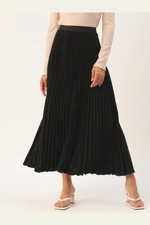 Invictus Black Gathered or Pleated Flared Maxi Skirt