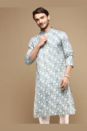 Sanwara Ethnic Motifs Printed Mandarin Collar Cotton Straight Kurta