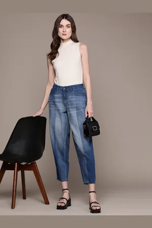 Moda Rapido Women Light Fade Colourblocked Pure Cotton Cropped Mom Jeans