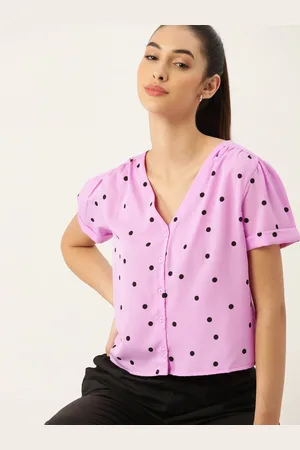 DressBerry Women Pink & Black Print Shirt Style Top
