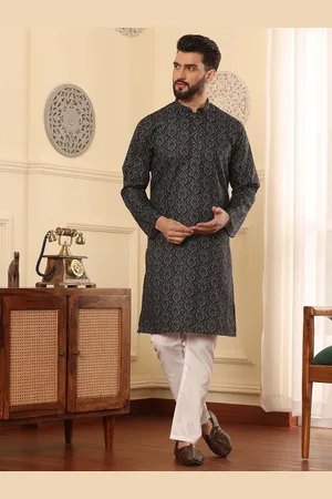 Armaan Ethnic Mandarin Collar Ethnic Motifs Printed Regular Kurta with Pyjamas