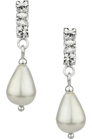 Abhooshan 92.5 Silver Cubic Zirconia Studded Contemporary Drop Earrings