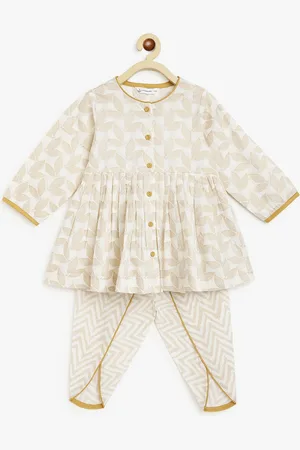 Campana Girls Floral Printed Empire Pure Cotton Kurta with Dhoti Pants