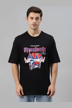 Reebok Unisex Black & Blue GR Souvenir 1 Pure Cotton Printed Round Neck T-shirt