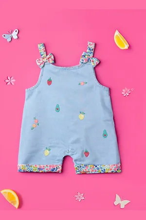 Nauti Nati Infant Girls Embroidered Pure Cotton Rompers