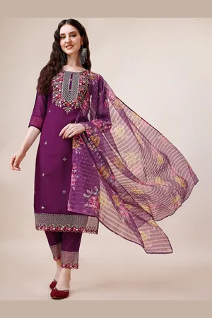 Berrylicious Floral Embroidered Kurta With Trousers & Dupatta