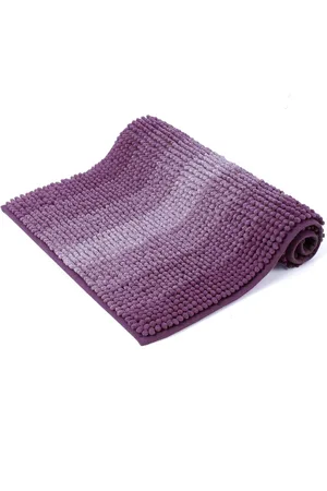 HOKIPO Purple & Lavender-Colour Striped Premium Microfibers Anti-Slip Bath Rug