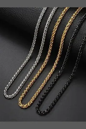 Meenaz Men Set Of 3 Silver-Plated Stainless Steel Statement Chain