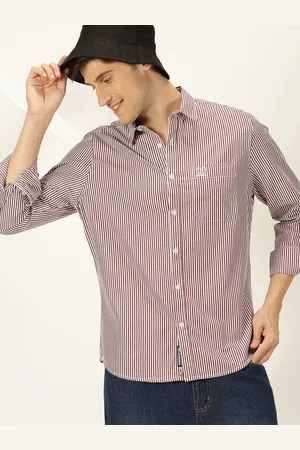 Provogue Slim Fit Striped Spread Collar Long Sleeves Cotton Casual Shirt