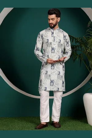 Armaan Ethnic Ethnic Motifs Printed Mandarin Collar Pure Cotton Straight Kurta With Pyjama