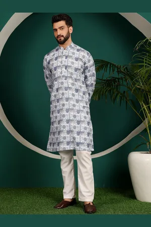Armaan Ethnic Ethnic Motifs Printed Mandarin Collar Pure Cotton Straight Kurta With Pyjama