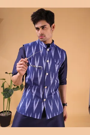SHIWAM ETHNIX Ikat Printed Cotton Nehru Jacket