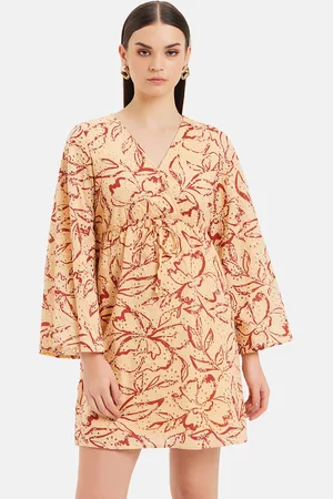 Kazo Floral Print Cotton A-Line Mini Dress