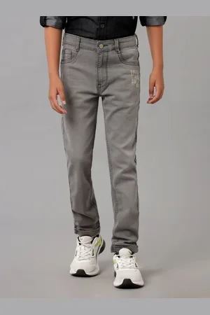 UNDER FOURTEEN ONLY Boys Slim Fit Low Distress Heavy Fade Cotton Jeans