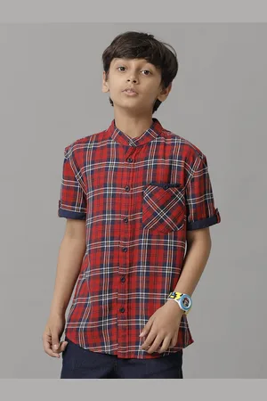 UNDER FOURTEEN ONLY Boys Tartan Checked Printed Cotton Opaque Casual Shirt