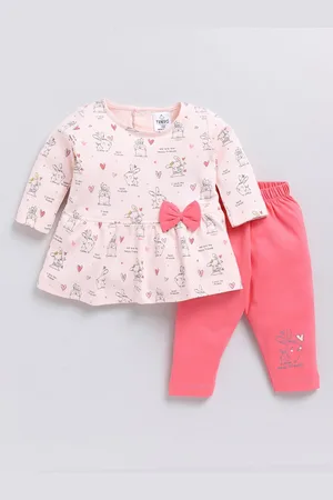 Moms Love Infant Girls Pure Cotton Printed Top & Leggings