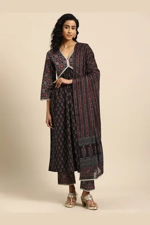 anayna Women Ethnic Motifs Printed Empire Gotta Patti Pure Cotton Kurta with Trousers & With Dupatta