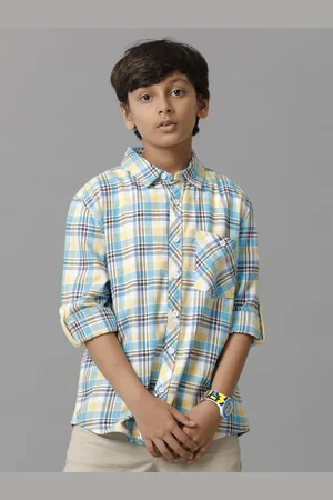 UNDER FOURTEEN ONLY Boys Tartan Checks Opaque Checked Cotton Casual Shirt